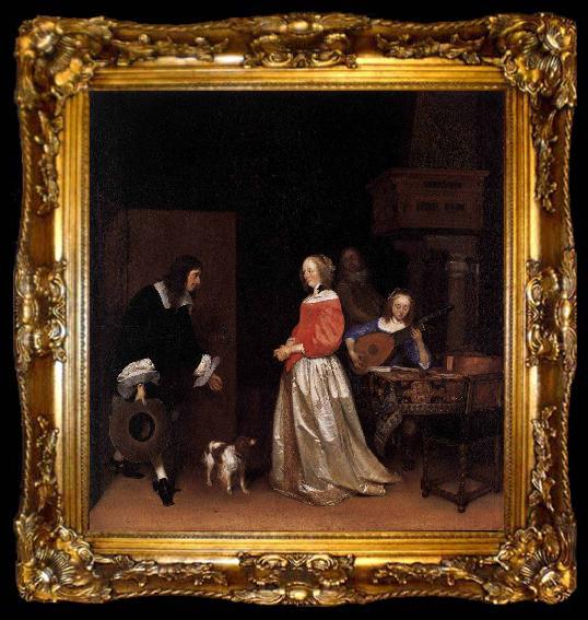 framed  Gerard ter Borch the Younger The Suitors Visit, ta009-2